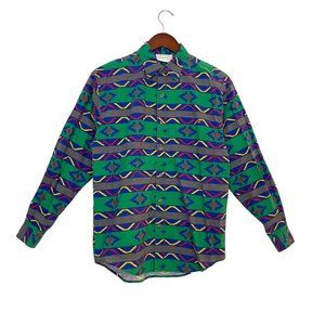 Vintage Colorful Abstract Geometric Western Button Down Shirt- NO Size